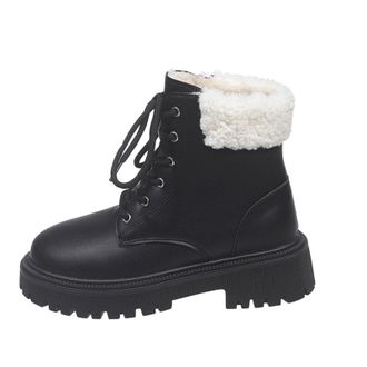 Generic Black Ladies Everyday Ankle Boots with Lace Up and Side Zipper for All Day Wear in Outdoor Settings