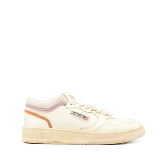 Autry Medium Way Sup Vintage Leather Sneakers - Heren - Sneakers - Beige - 42 EU - Katoen - Schoenen