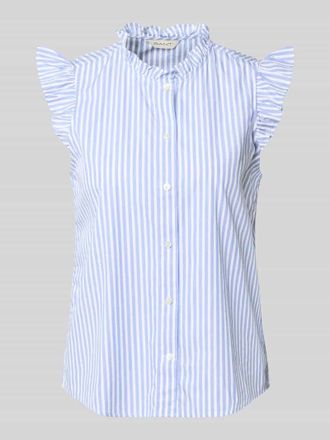 GANT Regular Fit Bluse mit Stehkragen und R&uuml;schen in Hellblau, Gr&ouml;&szlig;e 34