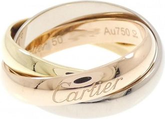 Cartier Pink Gold White Gold Yellow Gold Band Ring (Pre-Owned)