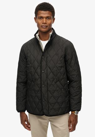 Superdry Steppjacke SUPERDRY QUILTED ESTATE JACKET, Herren, Gr. L, meteorite schwarz, Web, Obermaterial: 100% Polyester, unifarben mit Farbeinsatz, regular fit