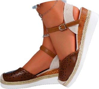 Generic Closed Toe Platform Wedge Sandals, Sandals for Women 2026 Espadrilles Wedges Heel Casual, Womens Espadrilles Dressy Summer, Comfortable Summer Shoes w