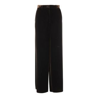 Giorgio Armani Straight Trousers, female, Brown, XS, Flowing Silk Blend High Waist Trousers