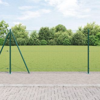 Berkfield Home Welded Wire Fence with 7 Flanged Posts Green 1.2x10 m Steel