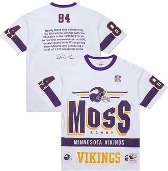 Mitchell & Ness Mens Mitchell & Ness Randy Moss White Minnesota Vikings Name & Number Team Origins Vintage Logo T-Shirt at Nordstrom, Size Xxx-Large