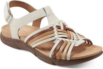Easy Spirit Mave Sandals Womens Ivory Leather Open Toe Strappy HTAT1763