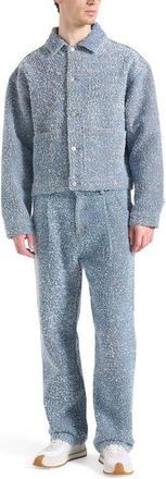 Mani&egrave;re De Voir Damien Boucle Jacket with Back Pleat in Blue at Nordstrom, Size Xx-Large