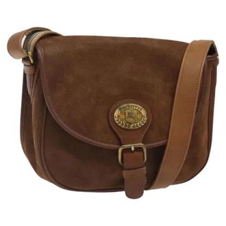 Burberry Pre-owned Cross Body Bags, female, Brown, Size: ONE SIZE Pre-owned Suede Shoulder Bag