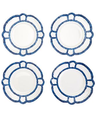 Two's Company Set Of 4 Bamboo Touch Melamine Dinner Plates