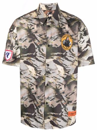 Heron Preston Camicia con stampa camouflage - Verde