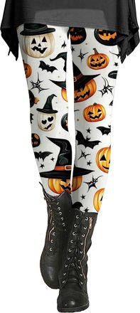 Generic Halloween Leggings for Women UK Pumpkin Ghost Skull Scary Print Tights Gothic High Waist Yoga Leggings Halloween Party Costume Fancy Stretchy Trousers