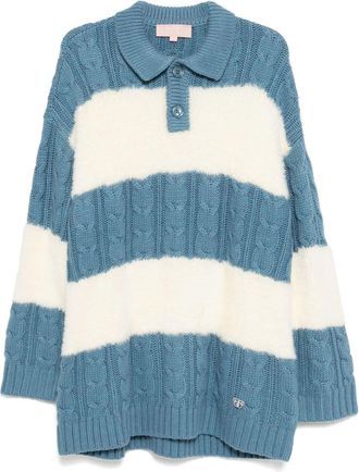 Bapy by A Bathing Ape Maglione a righe orizzontali con placca logo - Blu