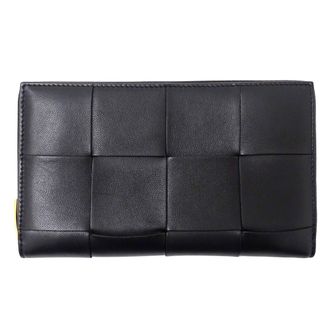 Bottega Veneta Black Leather Long Wallet (Bi-Fold) (Pre-Owned)