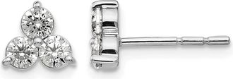 Diamond2Deal 3/4 ct Lab Grown Diamond 3 Stone Stud Earrings 14k Gold VS Clarity, D-E Color