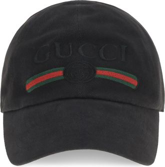 Gucci Mens Baseball Cap Cotton Black Black-Black Hat Black/black