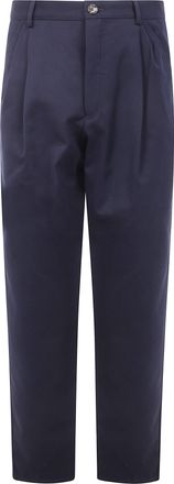Brunello Cucinelli Brunello Cucinelli Mens Double Piences Chino Trousers - Dark Blue Cotton - Size EU 50 (Mens)