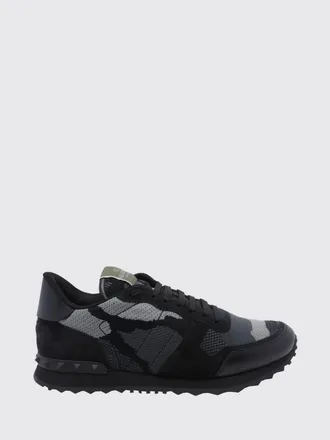 Valentino Garavani Rockrunner Camouflage Leather and Mesh Sneakers