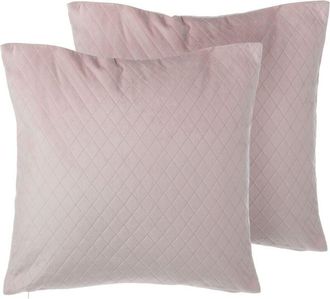 Beliani Conjunto De 2 Cojines Decorativos De Terciopelo Rosa Con Rombos 45 X 45 Cm Estilo Glamour Decoraci&oacute;n Moderna Pasque