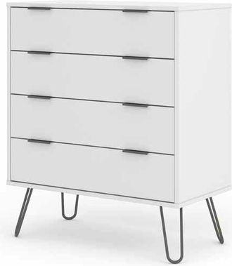 Core 10 Core Products - 4 Drawer Chest of Drawers - Manufactured Wood Fibre Board/Metal - 76.5 x 39.5 x 90.3 cm - White