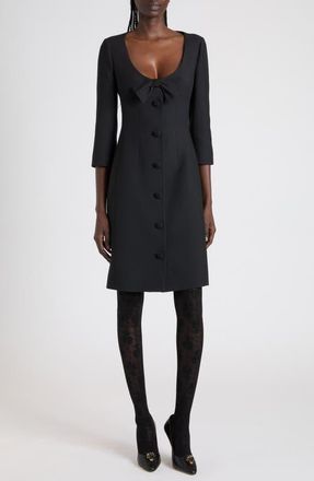 Valentino Bow Detail Crepe Couture Dress in Black at Nordstrom, Size 10 Us
