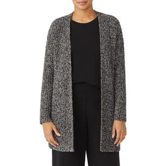 Eileen Fisher Long Pocket Organic Cotton Cardigan in Black at Nordstrom, Size Large