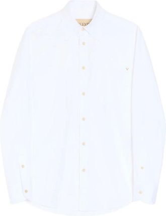 Valentino Garavani Oxford Katoenen Shirt met VGold - Heren - Zakelijke Overhemden - Wit - L - Katoen - Overhemden