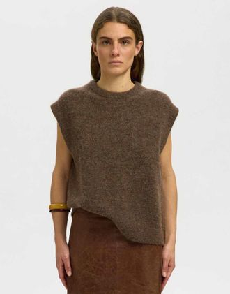 Selected gilet a maglia marrone