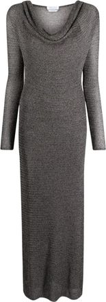Blumarine Gebreide jurk met lange mouwen - Dames - Kleedjes - Grijs - XS - Polyester - Kleedjes