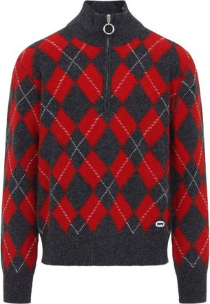 Ami Argyle Pattern Half-Zip Sweater