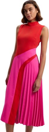 Karen Millen Colour Block High Neck Midi Dress in Pink at Nordstrom, Size 10