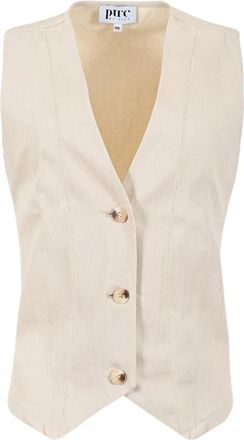 ZiZo Elegant Coconut Milk Gilet - Dames - Gillet - Beige - XS - Leer - Kostuums