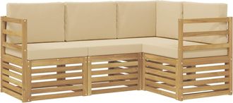 vidaXL Conjunto De Sof&aacute;s De Exterior 4 Uds. Y Beige Poli&eacute;ster Vidaxl