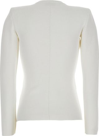 Elisabetta Franchi Womens Cardigan V-Neck Tech Fabric White Tops Top