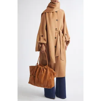 Zimmermann Valiant Wool Blend Coat with Scarf in Camel at Nordstrom, Size 4