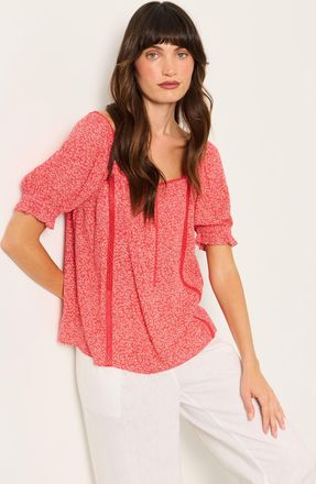 Fat Face FatFace Jorden Red Coral Texture Petite Blouse