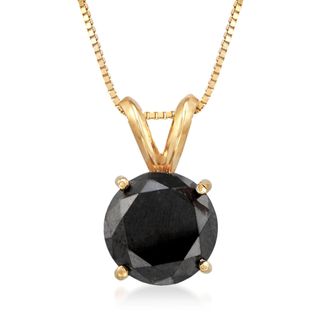 Ross-Simons Black Diamond Solitaire Necklace in 14kt Yellow Gold