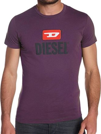 Diesel Mens Diesel New Bold Logo Dark Purple T-Shirt - Size: 38