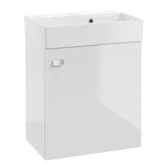 OEM Mueble De Ba&ntilde;o Suspendido Con Lavabo De 60x50 Cm. Blanco Brillante, Tirador Cromado. Elara