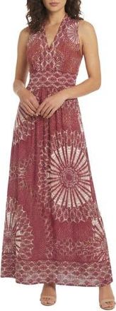 London Times Sleeveless Stretch Jersey Maxi Dress in Brick Red at Nordstrom Rack, Size 10