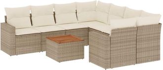 vidaXL Set De Sof&aacute;s De Jard&iacute;n 9 Pzas Con Cojines Rat&aacute;n Sint&eacute;tico Beige Vidaxl