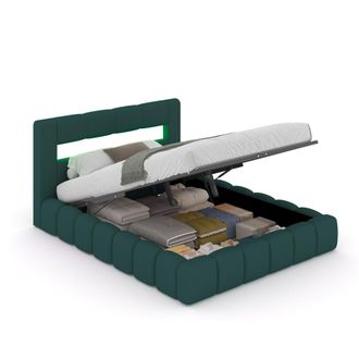 Concept Usine Cama nube LED con arc&oacute;n 140x190cm terciopelo verde