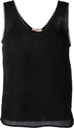 Twin-Set scallop-edge tank top - women - Viscose/Polyester/Silk - 50 - Black
