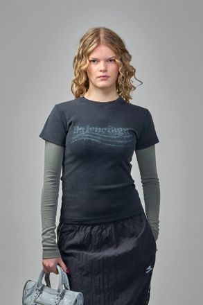 Balenciaga Washed Crayon Political Double Sleeve T-Shirt