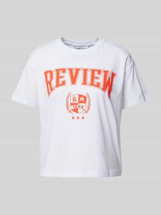 Review T-Shirt mit Statement-Print in Weiss, Gr&ouml;&szlig;e XS
