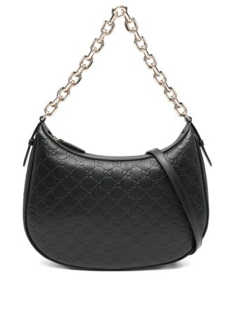 Gucci GG-pattern chain-strap bag - Black