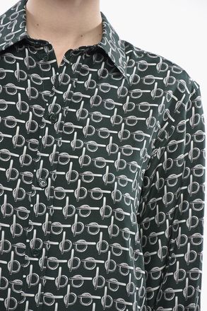 Burberry Camicia in Seta Stampata con Collo Italiano Burberry
