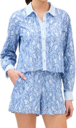 Allison New York Phoebe Cropped Boxy Top In Blue Steel