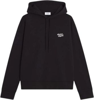 Maison Kitsun&eacute; Handgeschreven Logo Hoodie - Heren - Hoodies - Zwart - S - Katoen - Hoodies & sweatvesten