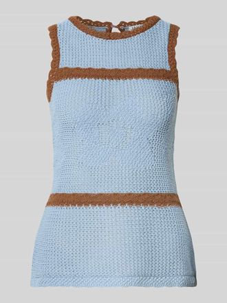 Jake*s Casual Stricktop mit Kontraststreifen in Bleu, Gr&ouml;&szlig;e XXL