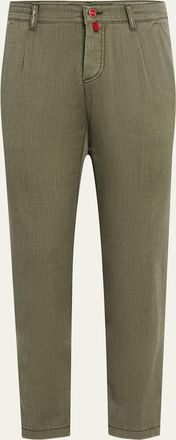 Kiton Mens Washed Wool Slim Four-Pocket Pants